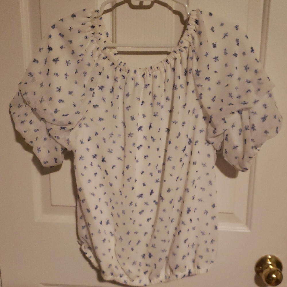 CeCe Purple Ruffled Relaxed Blouse